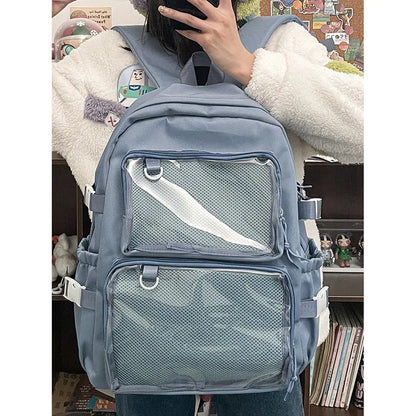 Large Capacity Ita Backpack with Dual Clear Display Pockets for Laptop, Pins & Everyday Travel