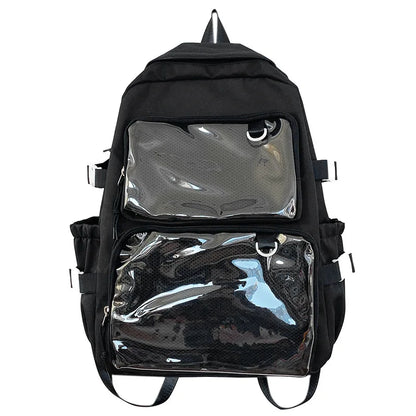 Large Capacity Ita Backpack with Dual Clear Display Pockets for Laptop, Pins & Everyday Travel