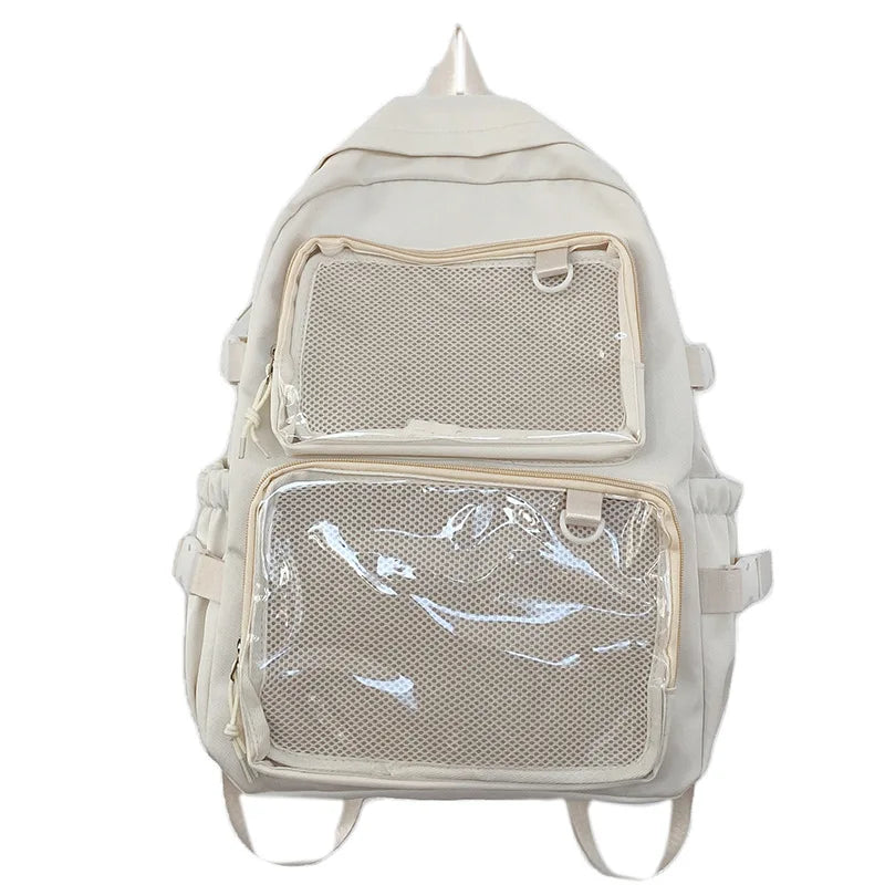 Large Capacity Ita Backpack with Dual Clear Display Pockets for Laptop, Pins & Everyday Travel