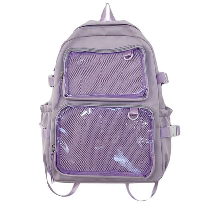 Large Capacity Ita Backpack with Dual Clear Display Pockets for Laptop, Pins & Everyday Travel