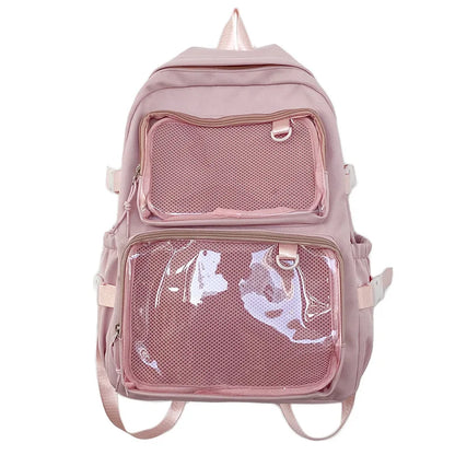 Large Capacity Ita Backpack with Dual Clear Display Pockets for Laptop, Pins & Everyday Travel