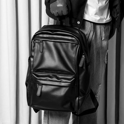 Urban Voyager PU Leather Backpack for Men with Laptop Sleeve back to school backpack