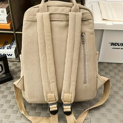 Casual Corduroy School Backpack with 14-Inch Laptop Compartment for Teens, College & Daily Travel | back to school backp