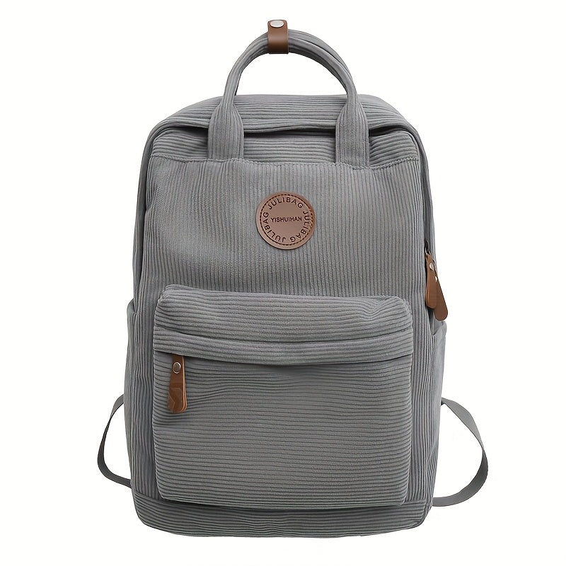 Casual Corduroy School Backpack with 14-Inch Laptop Compartment for Teens, College & Daily Travel | back to school backp