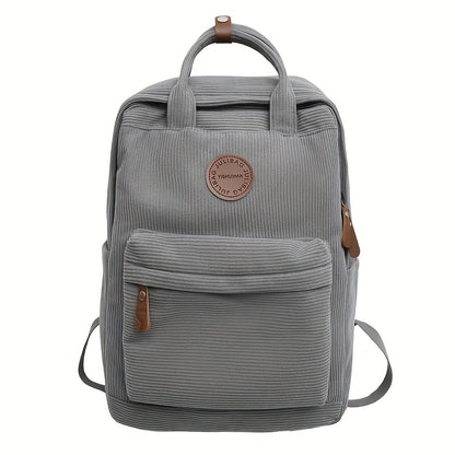 Casual Corduroy School Backpack with 14-Inch Laptop Compartment for Teens, College & Daily Travel | back to school backp