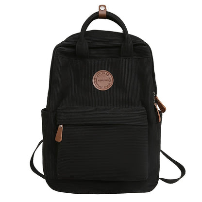 Casual Corduroy School Backpack with 14-Inch Laptop Compartment for Teens, College & Daily Travel | back to school backp