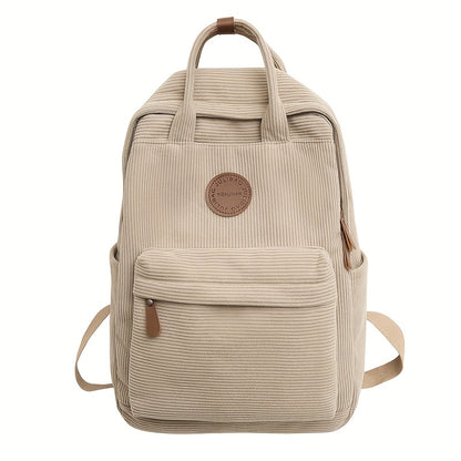 Casual Corduroy School Backpack with 14-Inch Laptop Compartment for Teens, College & Daily Travel | back to school backp
