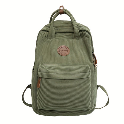 Casual Corduroy School Backpack with 14-Inch Laptop Compartment for Teens, College & Daily Travel | back to school backp