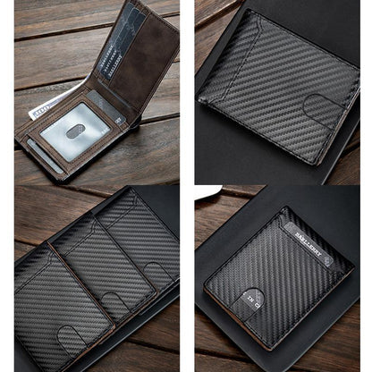 Carbon Fiber Minimalist Wallet for Men Slim Bifold Wallet with Multi Card Holder