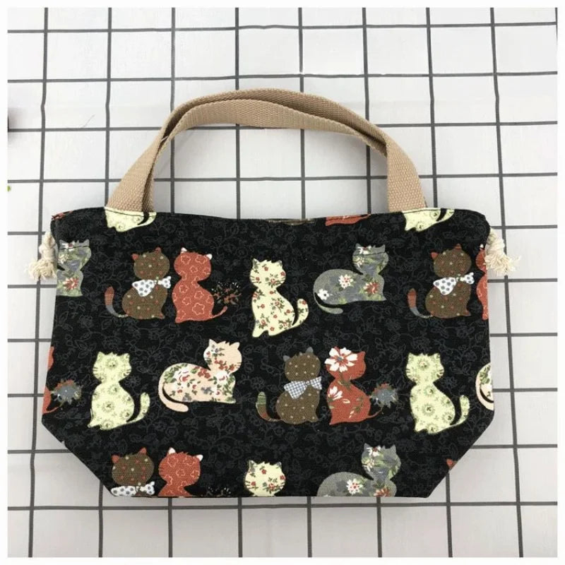 Japanese Retro Canvas Bento Bag for Anime Fans and Daily Lunch