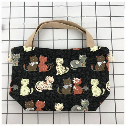 Japanese Retro Canvas Bento Bag for Anime Fans and Daily Lunch
