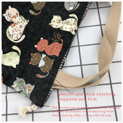 Japanese Retro Canvas Bento Bag for Anime Fans and Daily Lunch