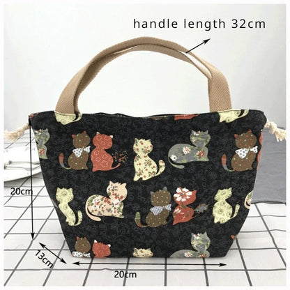 Japanese Retro Canvas Bento Bag for Anime Fans and Daily Lunch