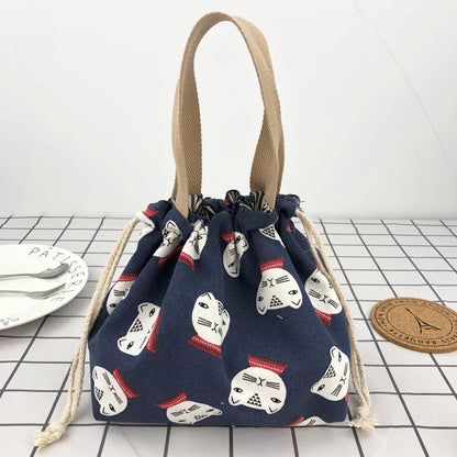Japanese Retro Canvas Bento Bag for Anime Fans and Daily Lunch