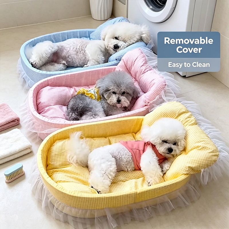 Princess Pet Bed Sofa Cushion for Cats & Small Dogs Soft All Season Pet Sofa Bed