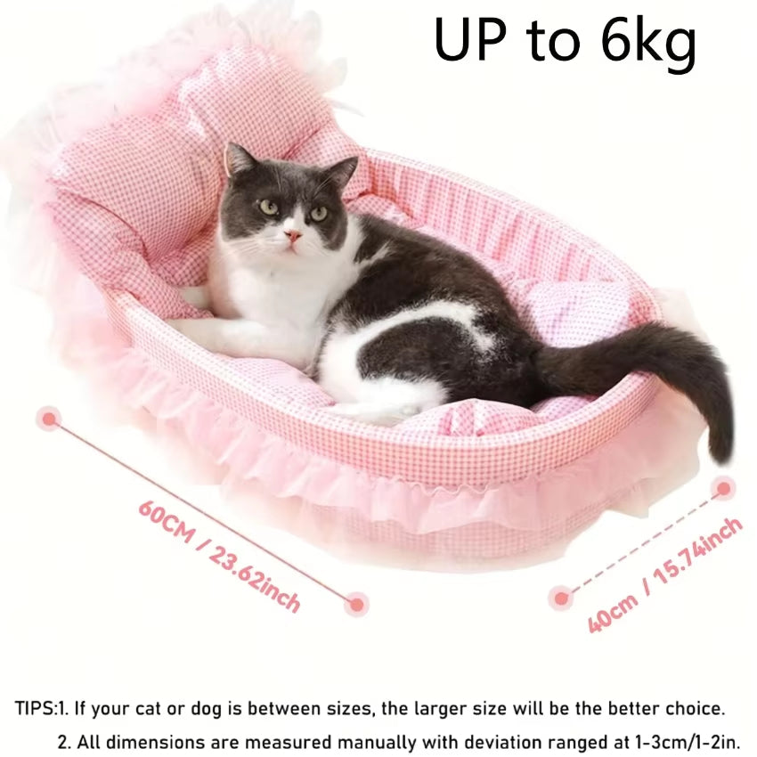 Princess Pet Bed Sofa Cushion for Cats & Small Dogs Soft All Season Pet Sofa Bed