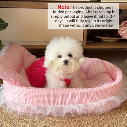 Princess Pet Bed Sofa Cushion for Cats & Small Dogs Soft All Season Pet Sofa Bed