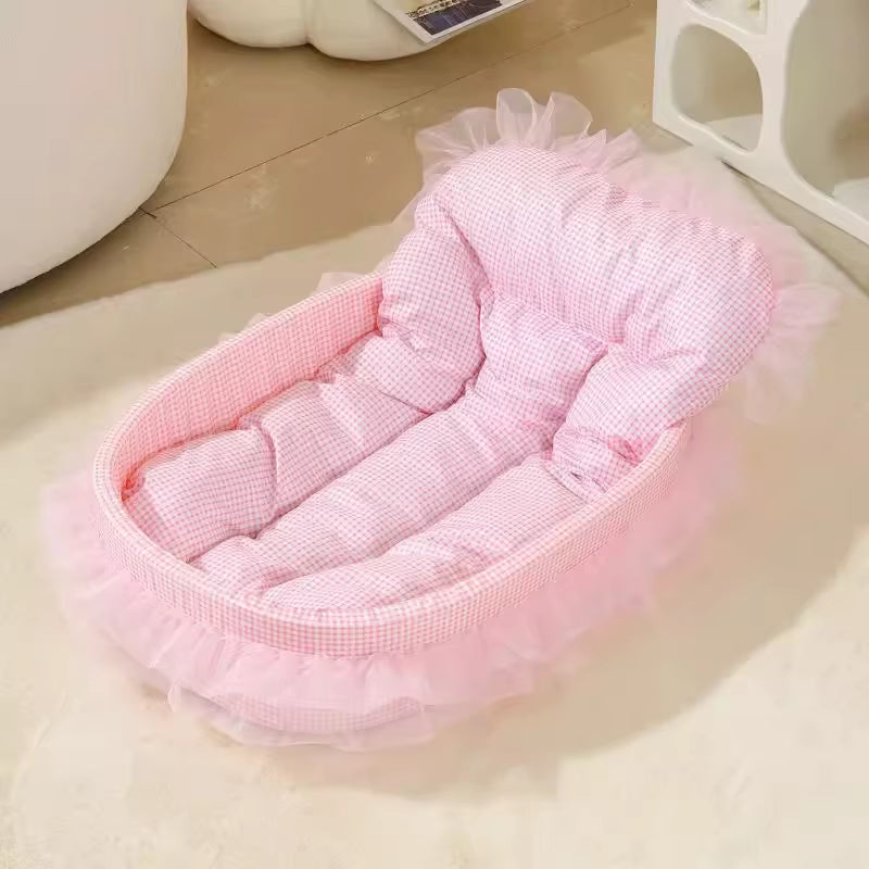 Princess Pet Bed Sofa Cushion for Cats & Small Dogs Soft All Season Pet Sofa Bed