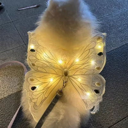 Glowing Dog Butterfly Wings Adjustable Pet Costume Wings for Small & Medium Dogs