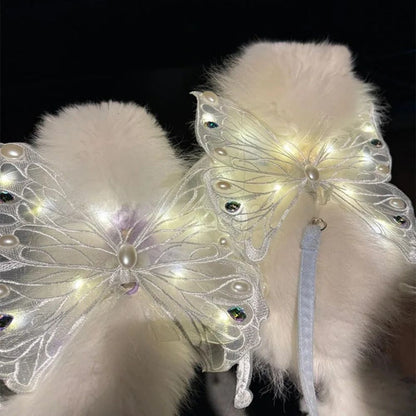 Glowing Dog Butterfly Wings Adjustable Pet Costume Wings for Small & Medium Dogs
