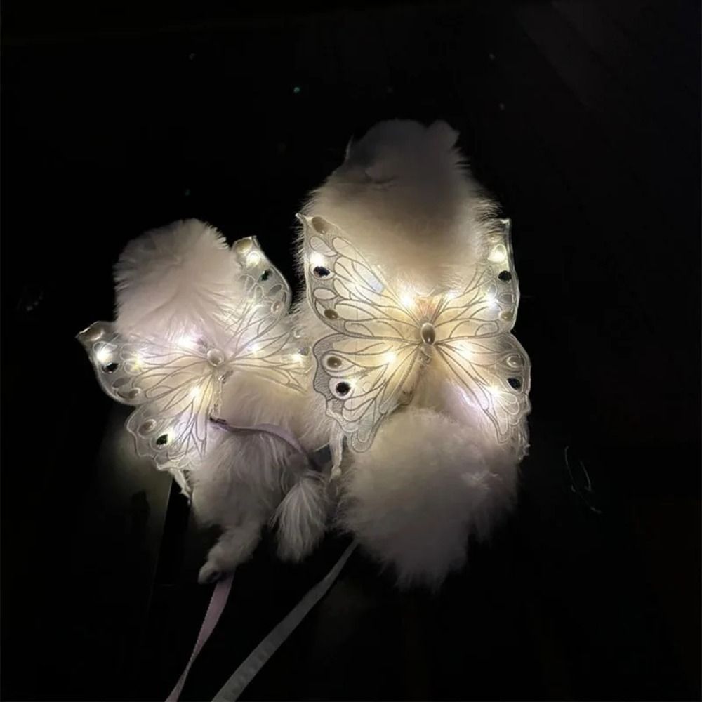 Glowing Dog Butterfly Wings Adjustable Pet Costume Wings for Small & Medium Dogs
