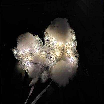 Glowing Dog Butterfly Wings Adjustable Pet Costume Wings for Small & Medium Dogs