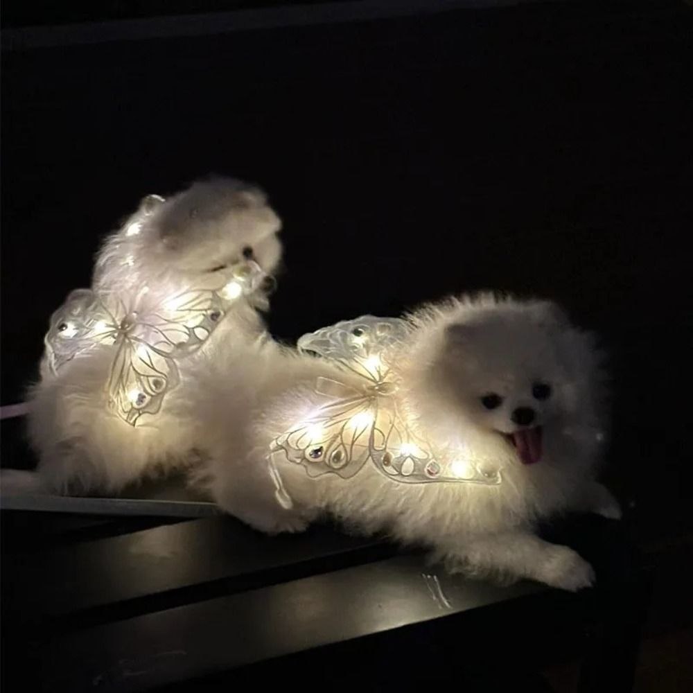 Glowing Dog Butterfly Wings Adjustable Pet Costume Wings for Small & Medium Dogs