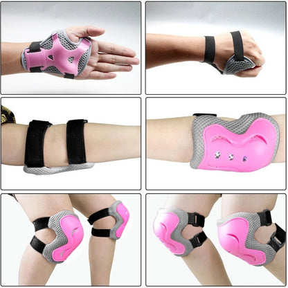 Kids Protective Gear Set 6PCS Knee Elbow Pads with Wrist Guards for Cycling Skating Scooter Riding