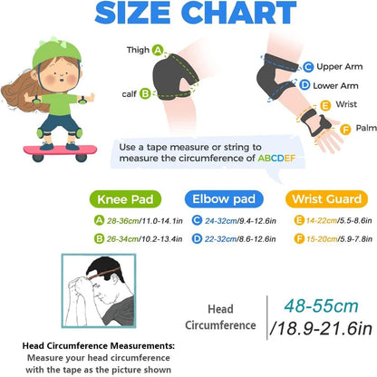 Kids Protective Gear Set 6PCS Knee Elbow Pads with Wrist Guards for Cycling Skating Scooter Riding