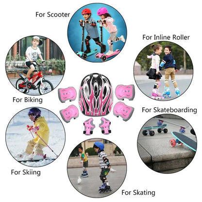 Kids Protective Gear Set 6PCS Knee Elbow Pads with Wrist Guards for Cycling Skating Scooter Riding