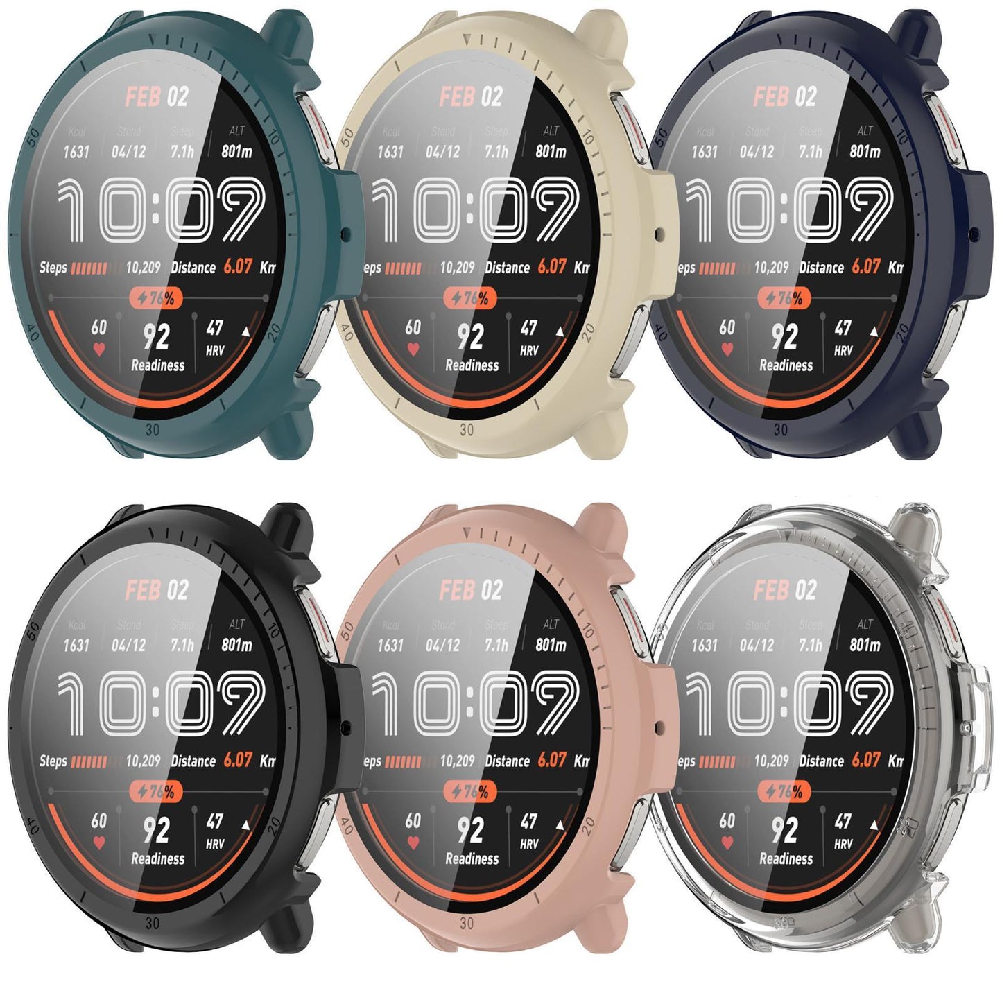 Amazfit Active 2 A2437 PC Watch Case with Tempered Glass Screen Protector Full Coverage