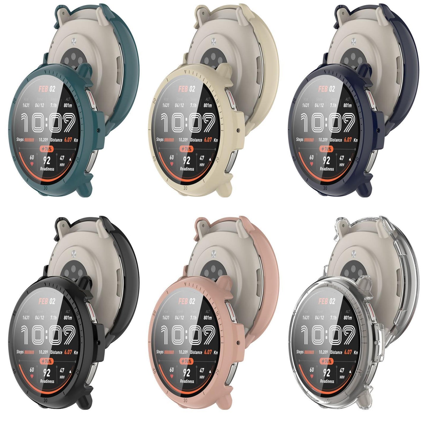 Amazfit Active 2 A2437 PC Watch Case with Tempered Glass Screen Protector Full Coverage