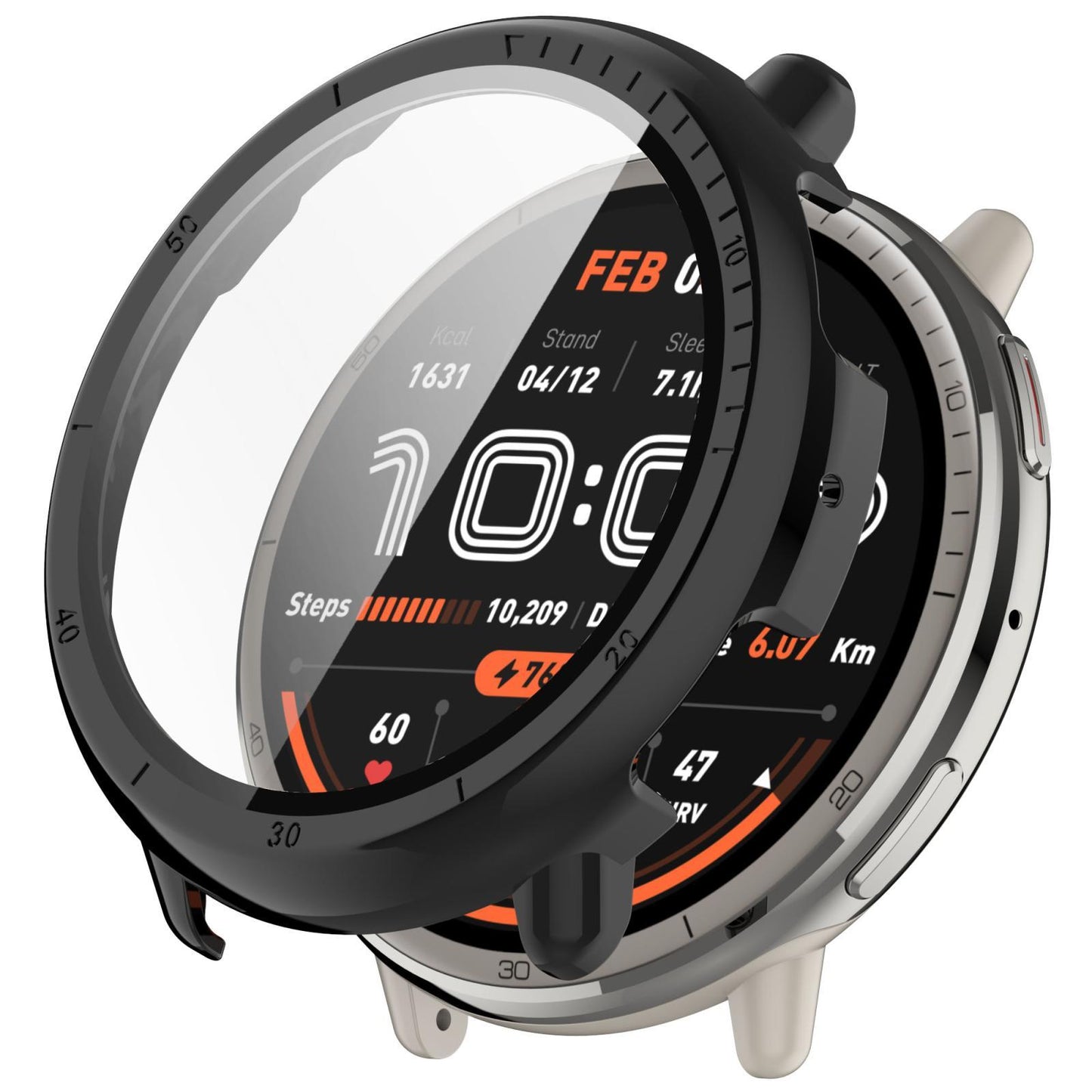 Amazfit Active 2 A2437 PC Watch Case with Tempered Glass Screen Protector Full Coverage