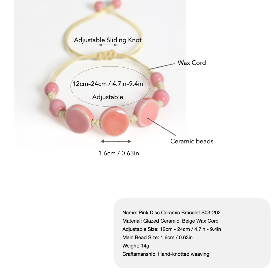 Handmade Pink Ceramic Bracelet