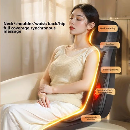 ComfortHeat Massage Seat Cushion with Heat and Back Massager for Home Office Chair