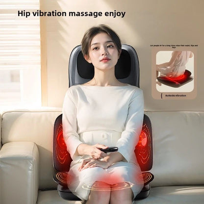 ComfortHeat Massage Seat Cushion with Heat and Back Massager for Home Office Chair