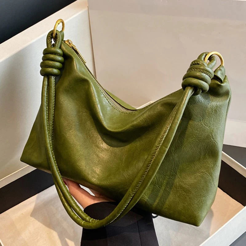 Soft Leather Crossbody Bag for Women with Geometric Wide Strap