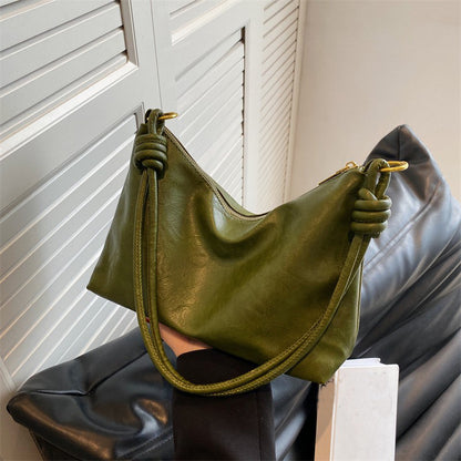 Soft Leather Crossbody Bag for Women with Geometric Wide Strap