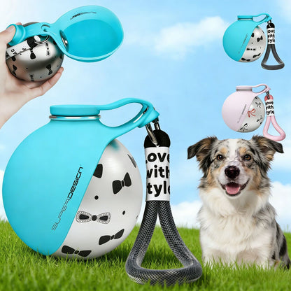 Hydro Pup Stainless Steel Portable Dog Water Bottle & Food Feeder for Outdoor Travel