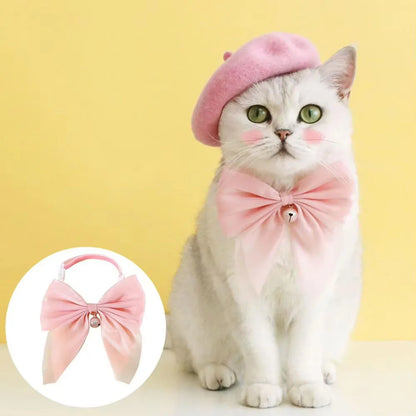 Adjustable Cat Bowtie Collar with Quick Release Safety Buckle