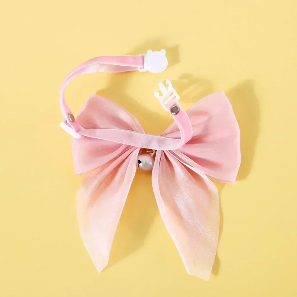 Adjustable Cat Bowtie Collar with Quick Release Safety Buckle