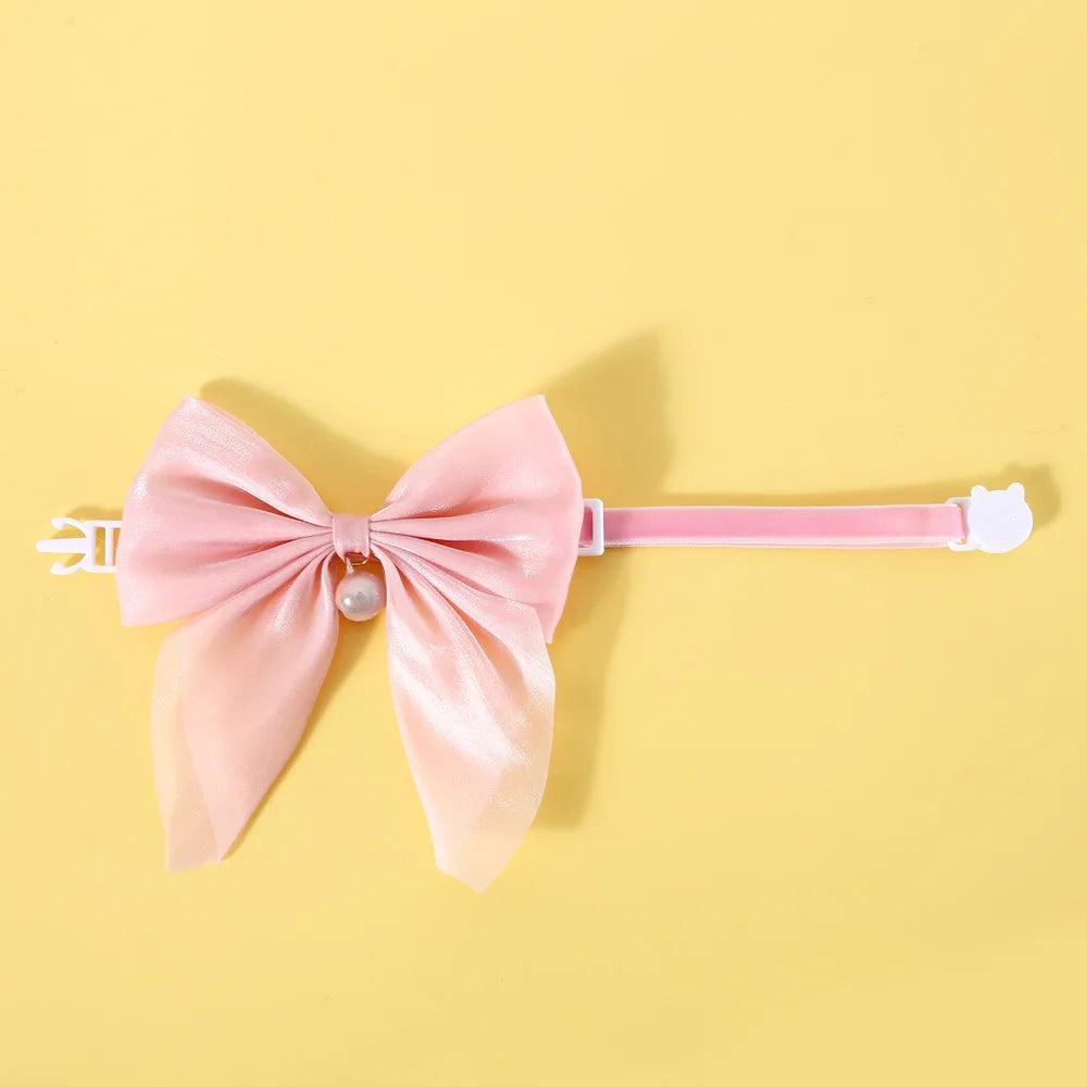 Adjustable Cat Bowtie Collar with Quick Release Safety Buckle