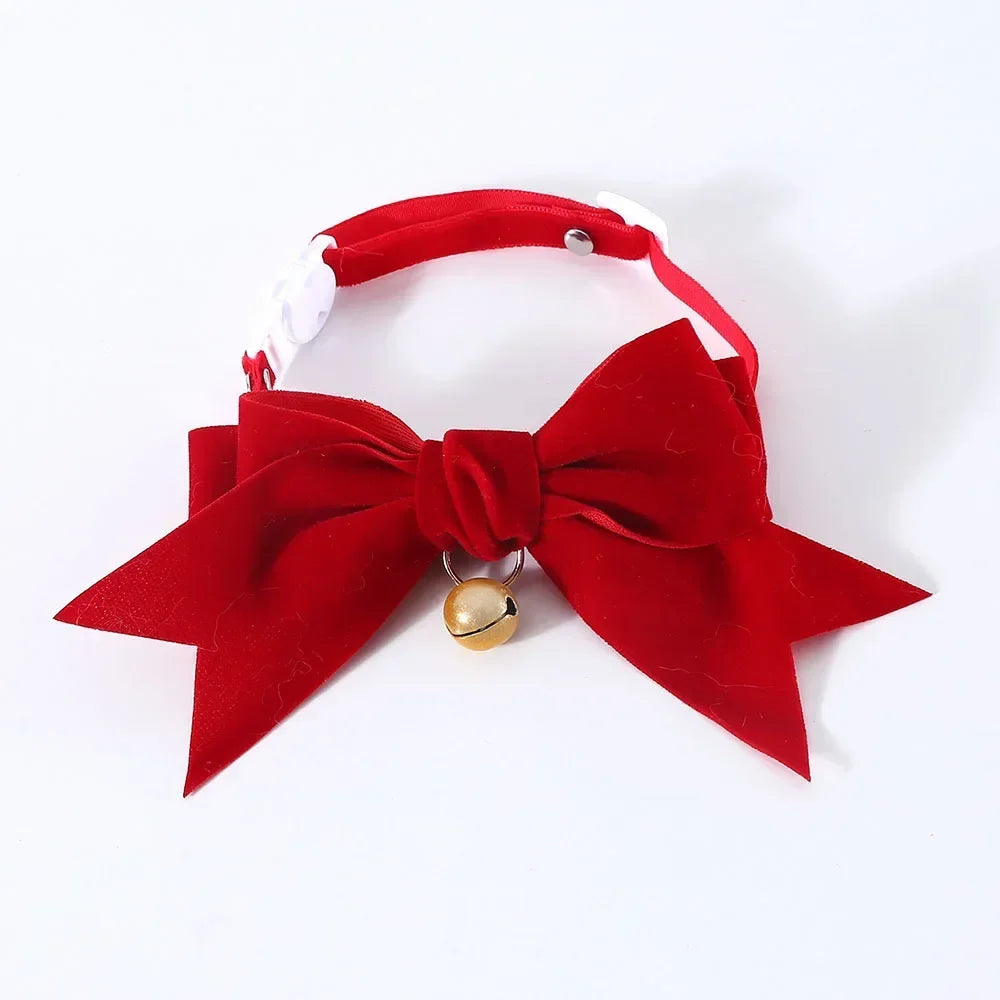 Adjustable Cat Bowtie Collar with Quick Release Safety Buckle