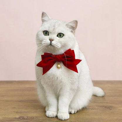 Adjustable Cat Bowtie Collar with Quick Release Safety Buckle