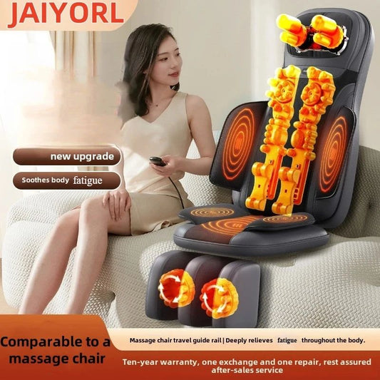 ComfortRelief Massage Chair Cushion with Heat and Full Body Massager for Neck, Back and Waist