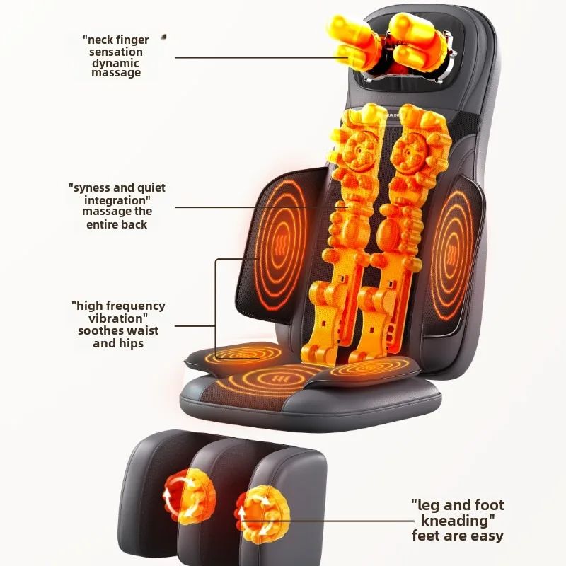 ComfortRelief Massage Chair Cushion with Heat and Full Body Massager for Neck, Back and Waist