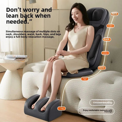 ComfortRelief Massage Chair Cushion with Heat and Full Body Massager for Neck, Back and Waist