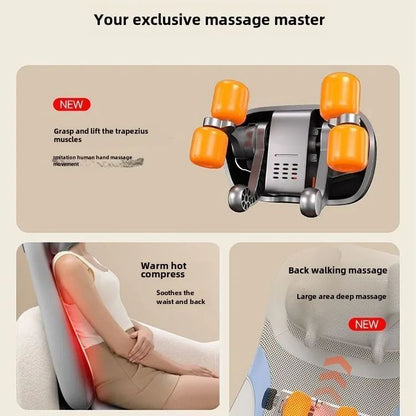 Heated Massage Seat Cushion with Shiatsu Kneading, 5 Vibration Modes and Back Massager