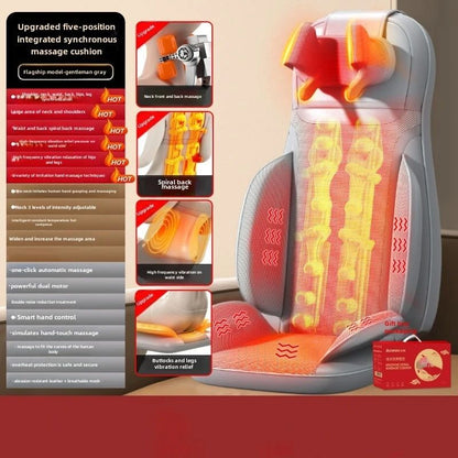 Heated Massage Seat Cushion with Shiatsu Kneading, 5 Vibration Modes and Back Massager