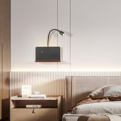 Modern LED Wall Lamp with Wireless Charging USB Port and 360 Rotating Bedside Reading Light